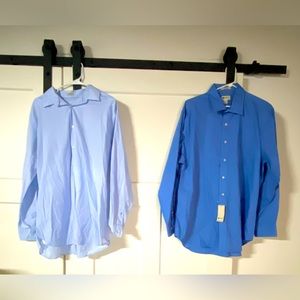 Hagger new  dress shirts size 17-17.5 34/45 blue and powder blue 2 shirt bundle